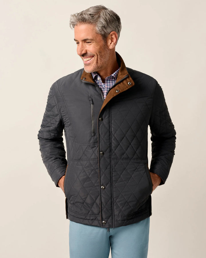 Johnnie-O Juno Quilted Snap Jacket: Dark Gray