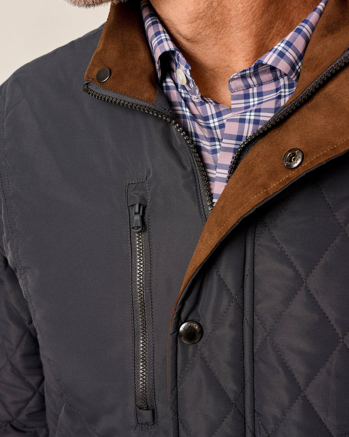 Johnnie-O Juno Quilted Snap Jacket: Dark Gray
