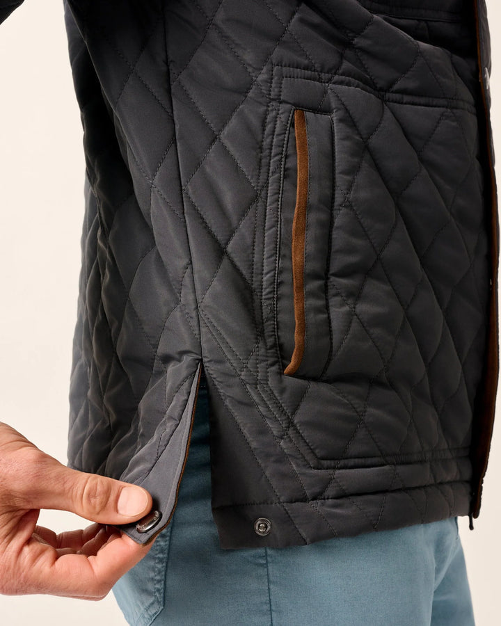 Johnnie-O Juno Quilted Snap Jacket: Dark Gray