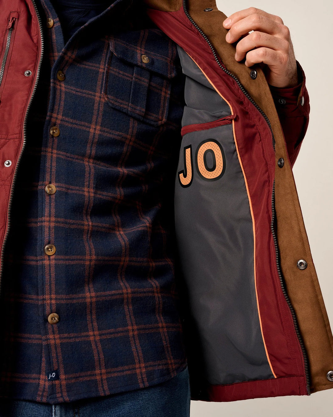 Johnnie-O Juno Quilted Snap Jacket: Dark Maroon