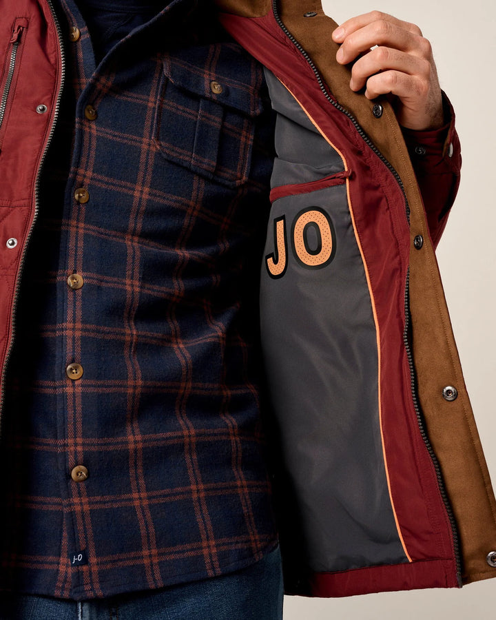 Johnnie-O Juno Quilted Snap Jacket: Dark Maroon