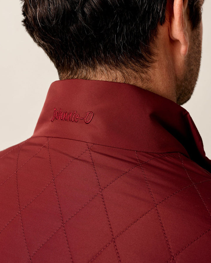 Johnnie-O Juno Quilted Snap Jacket: Dark Maroon