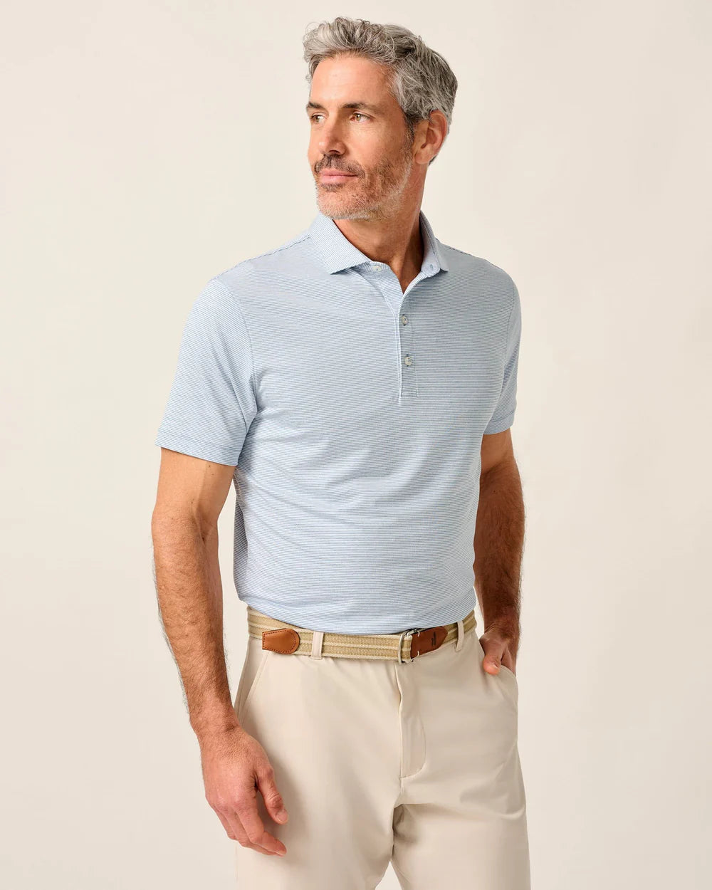 Johnnie-O Performance Jersey Polo - Lyndonn Stripe: Tide