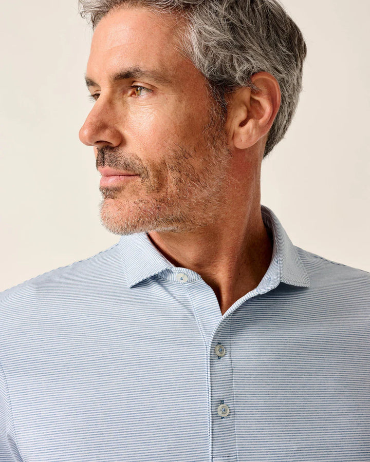 Johnnie-O Performance Jersey Polo - Lyndonn Stripe: Tide