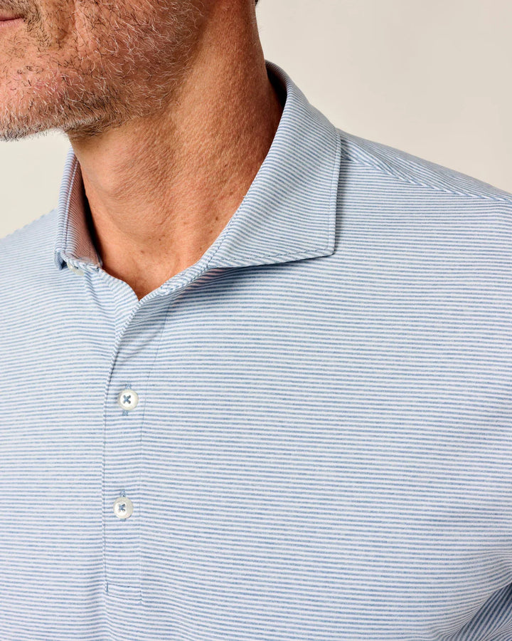 Johnnie-O Performance Jersey Polo - Lyndonn Stripe: Tide