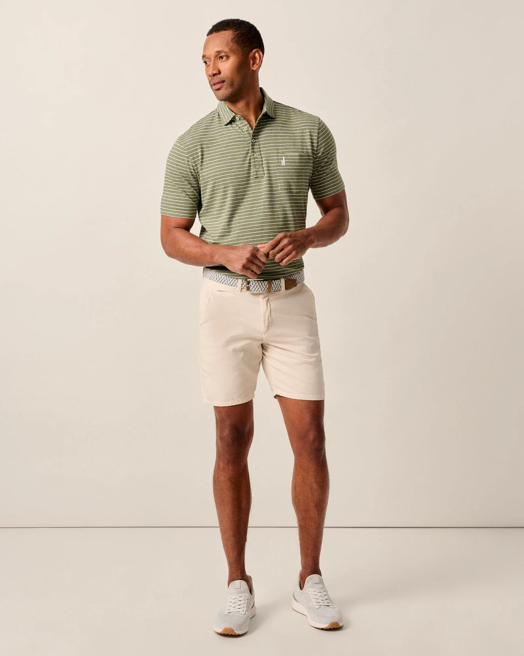 Johnnie-O Nassau 7" Cotton Blend Shorts: Stone