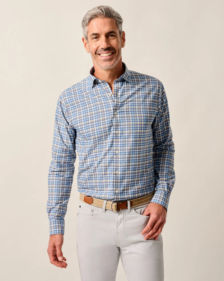 Johnnie-O Olie Performance Button Down Shirt: Navy