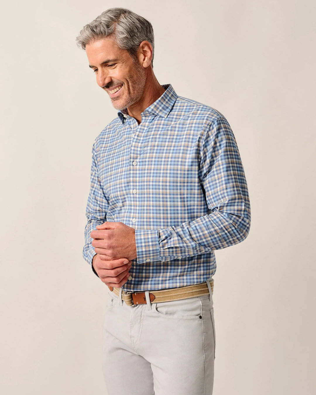 Johnnie-O Olie Performance Button Down Shirt: Navy