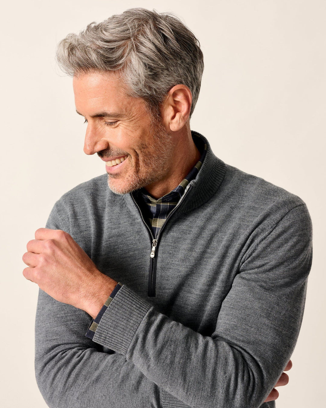 Johnnie-O Raynor Merino 1/4 Zip Sweater: Charcoal