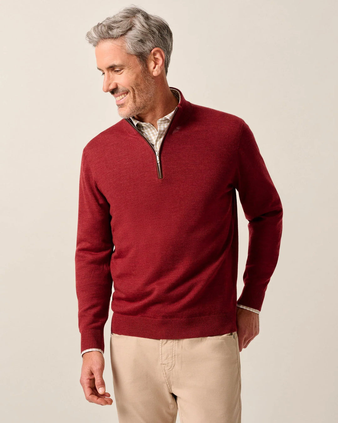 Johnnie-O Raynor Merino 1/4 Zip Sweater: Cinnamon