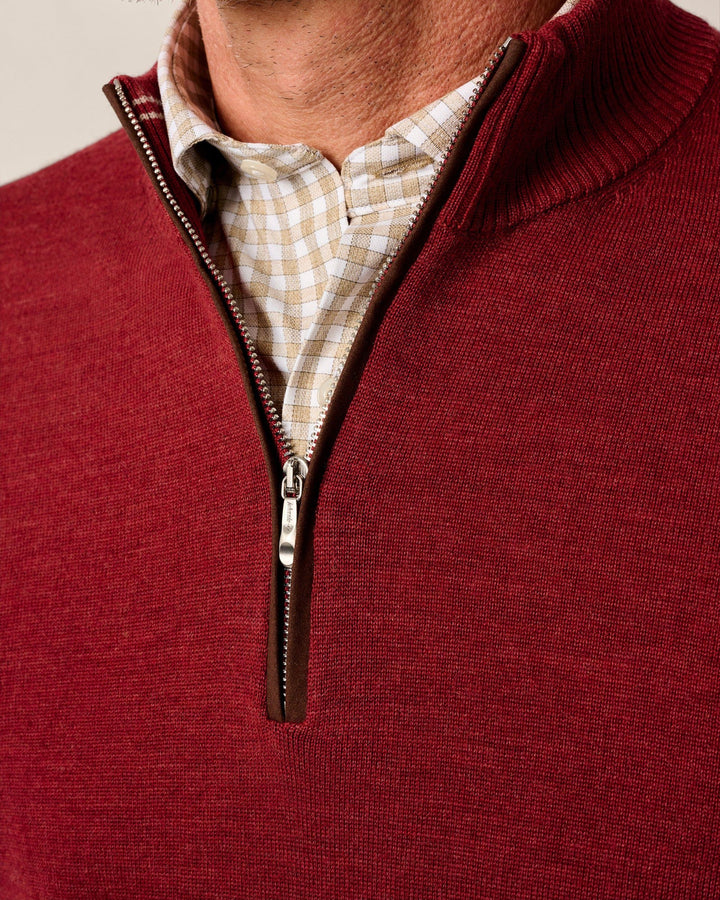 Johnnie-O Raynor Merino 1/4 Zip Sweater: Cinnamon