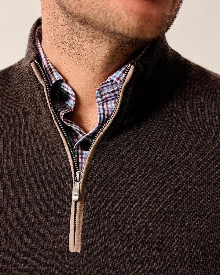 Johnnie-O Raynor Merino 1/4 Zip Sweater: Cocoa