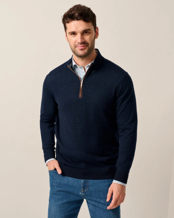 Johnnie-O Raynor Merino 1/4 Zip Sweater: Navy