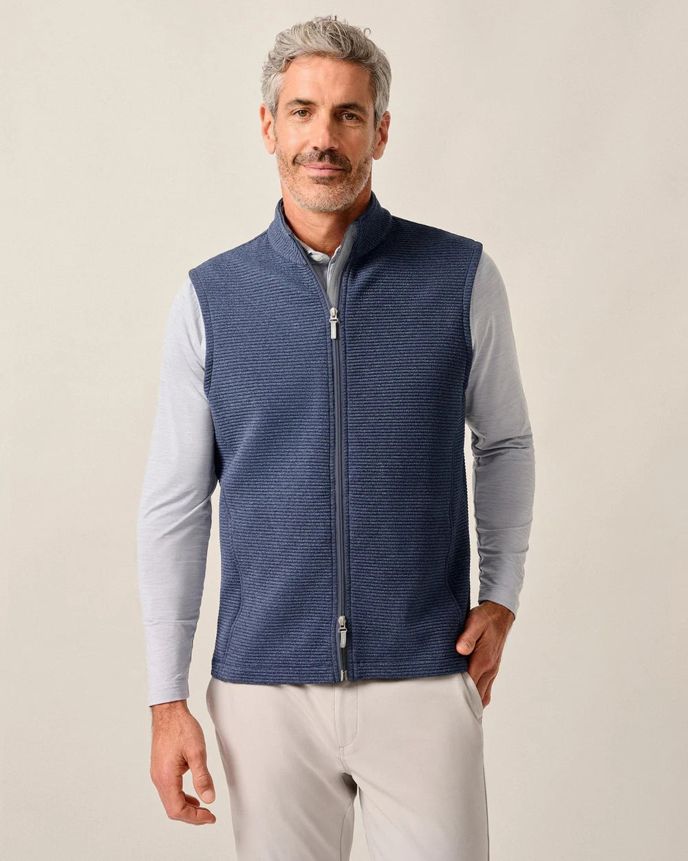 Johnnie-O Reggie Ribbed Performance Vest: Navy