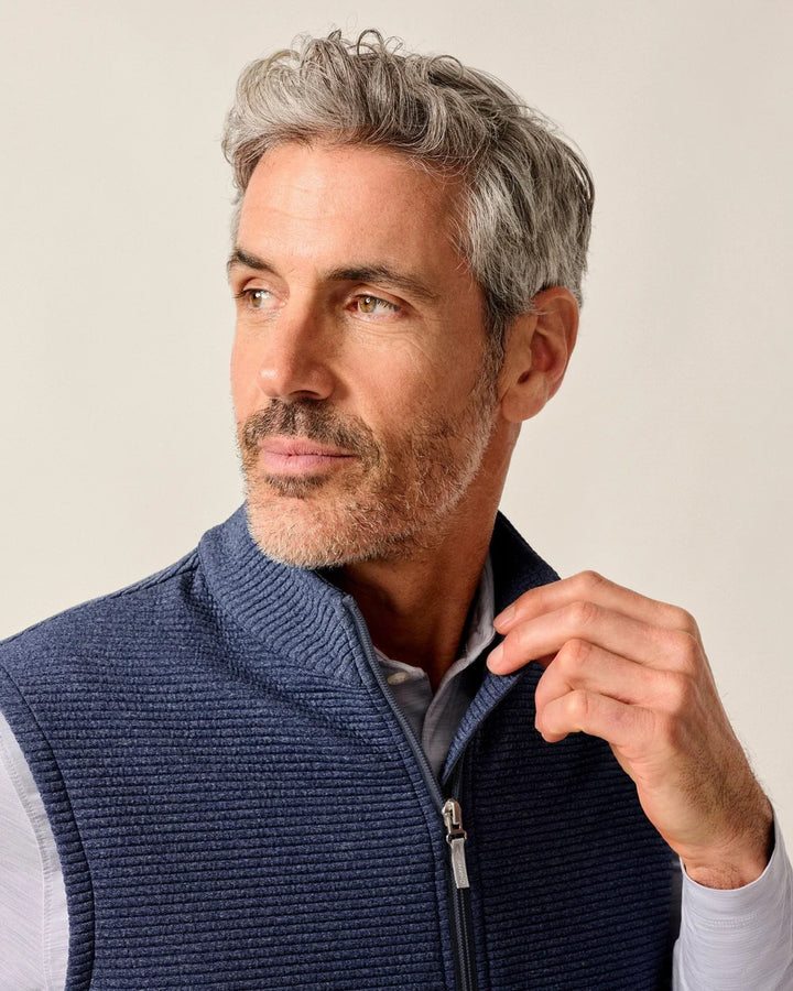 Johnnie-O Reggie Ribbed Performance Vest: Navy
