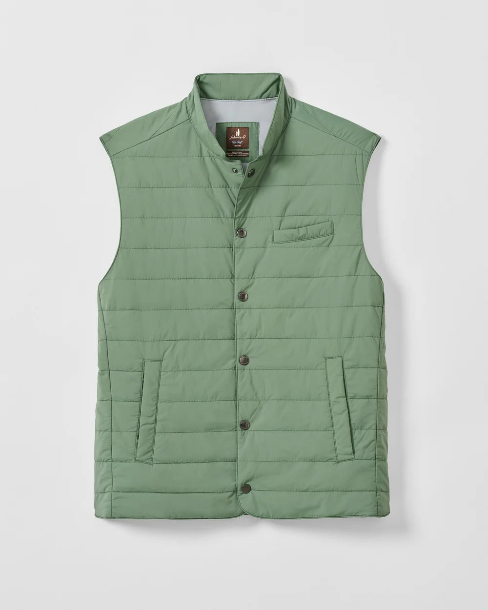 Johnnie-O Bauer Snap Front Quilted Vest: Kelp