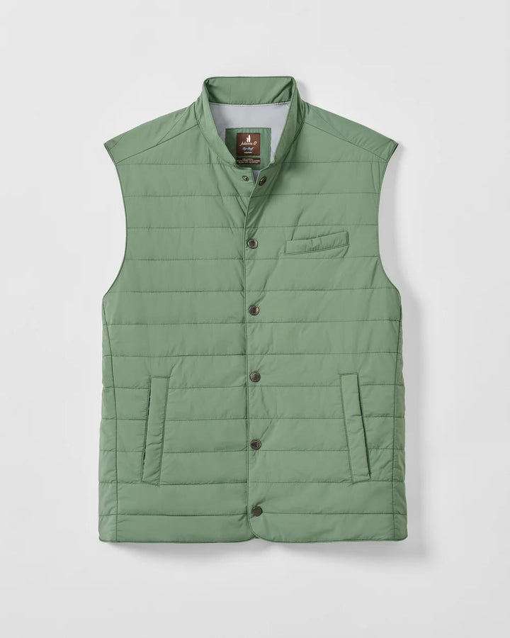 Johnnie-O Bauer Snap Front Quilted Vest: Kelp