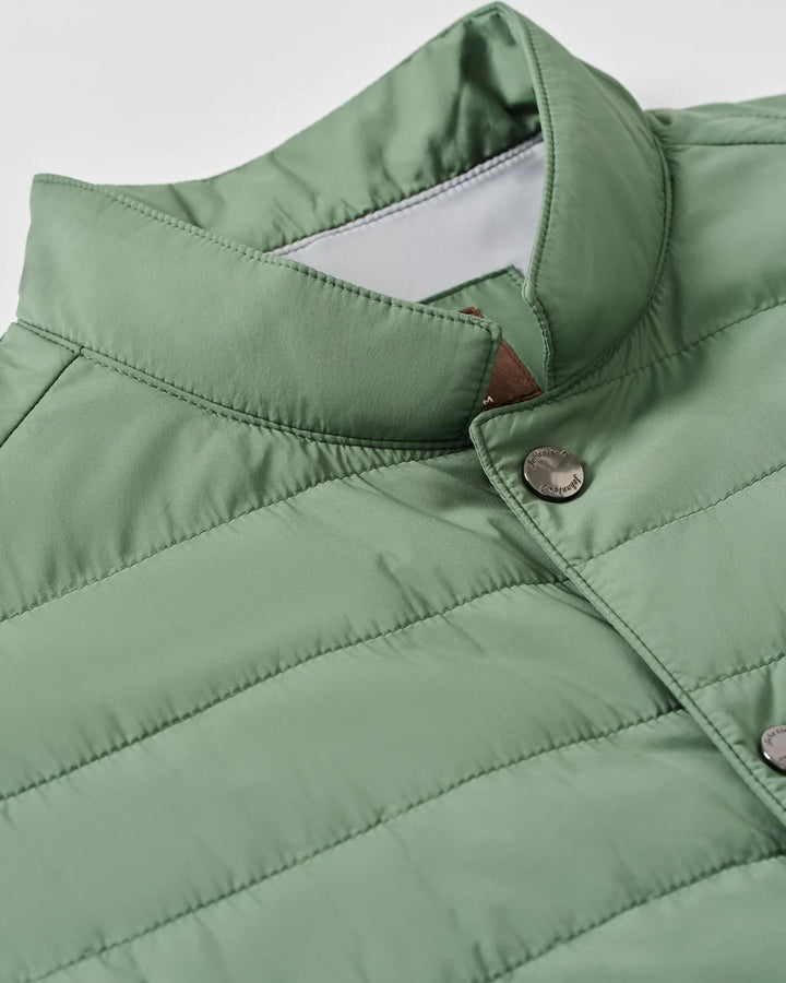 Johnnie-O Bauer Snap Front Quilted Vest: Kelp