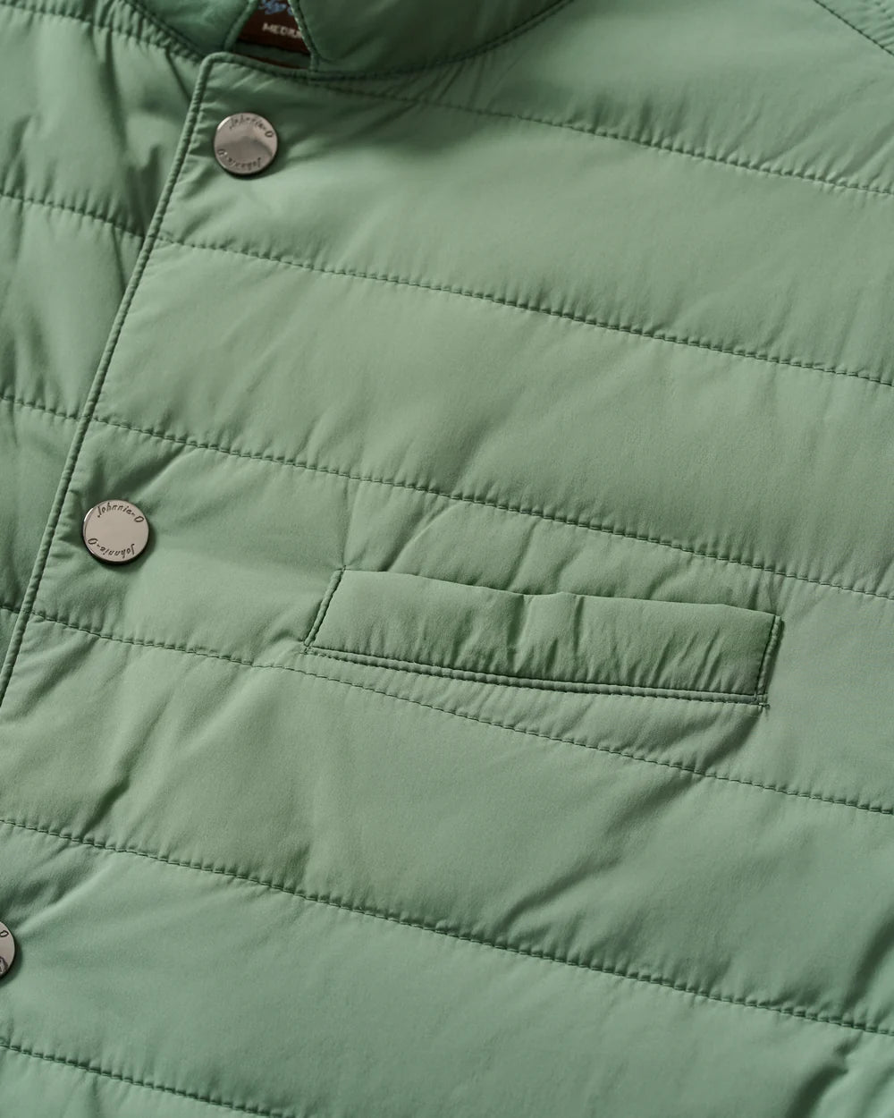Johnnie-O Bauer Snap Front Quilted Vest: Kelp