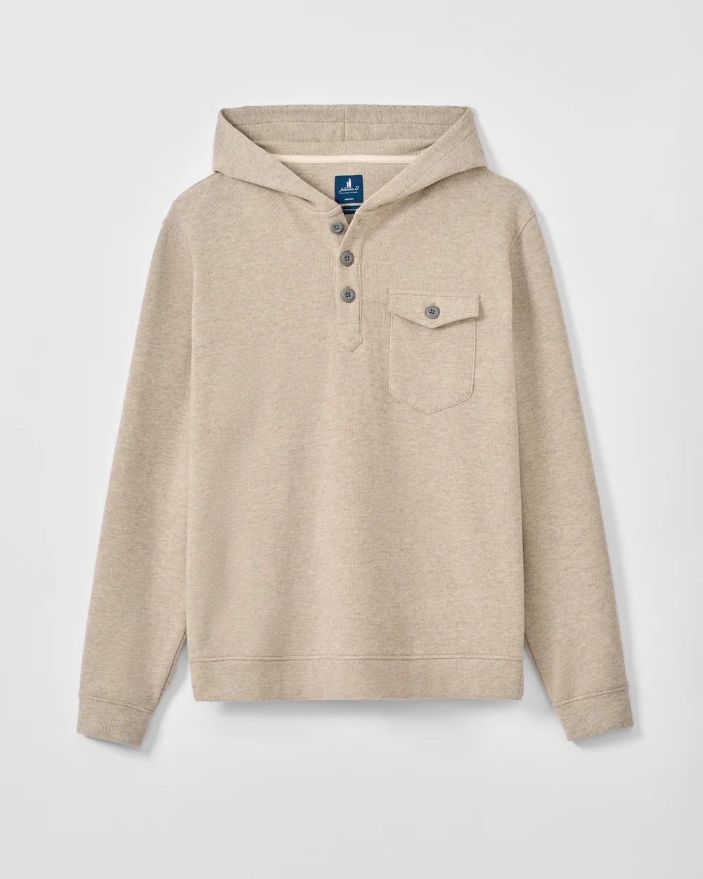 Johnnie-O Button Henley Hoodie: Cream
