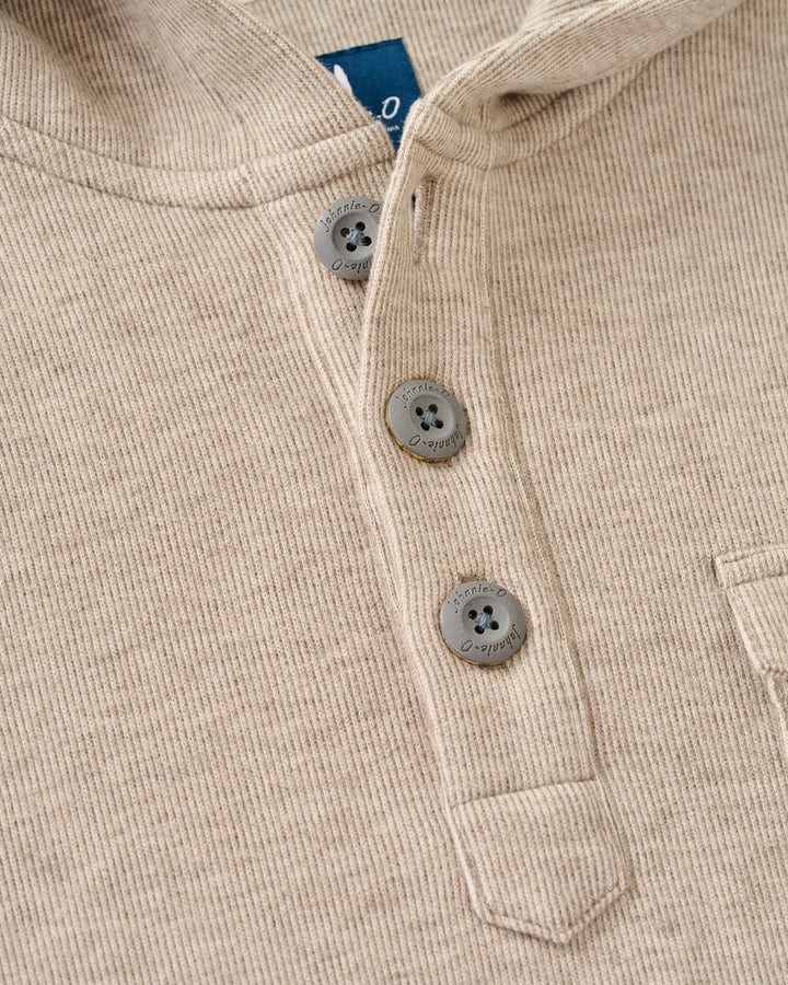 Johnnie-O Button Henley Hoodie: Cream