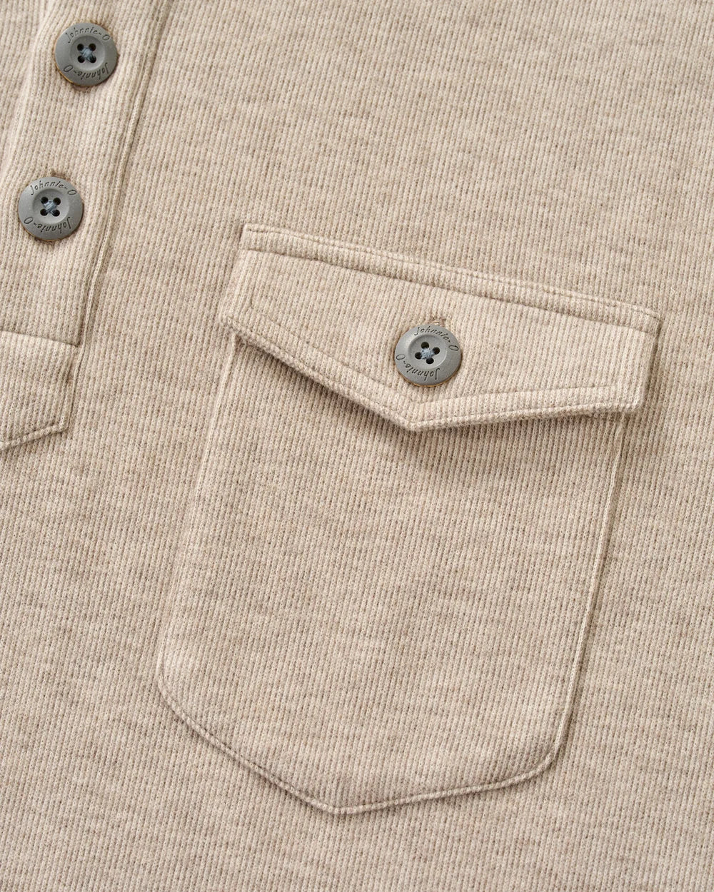 Johnnie-O Button Henley Hoodie: Cream