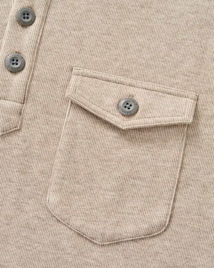 Johnnie-O Button Henley Hoodie: Cream
