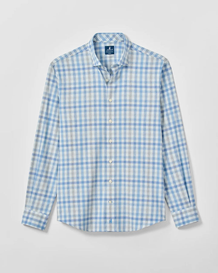 Johnnie-O Everyday Performance Button Down Shirt - Cay Exploded Gingham: Malibu