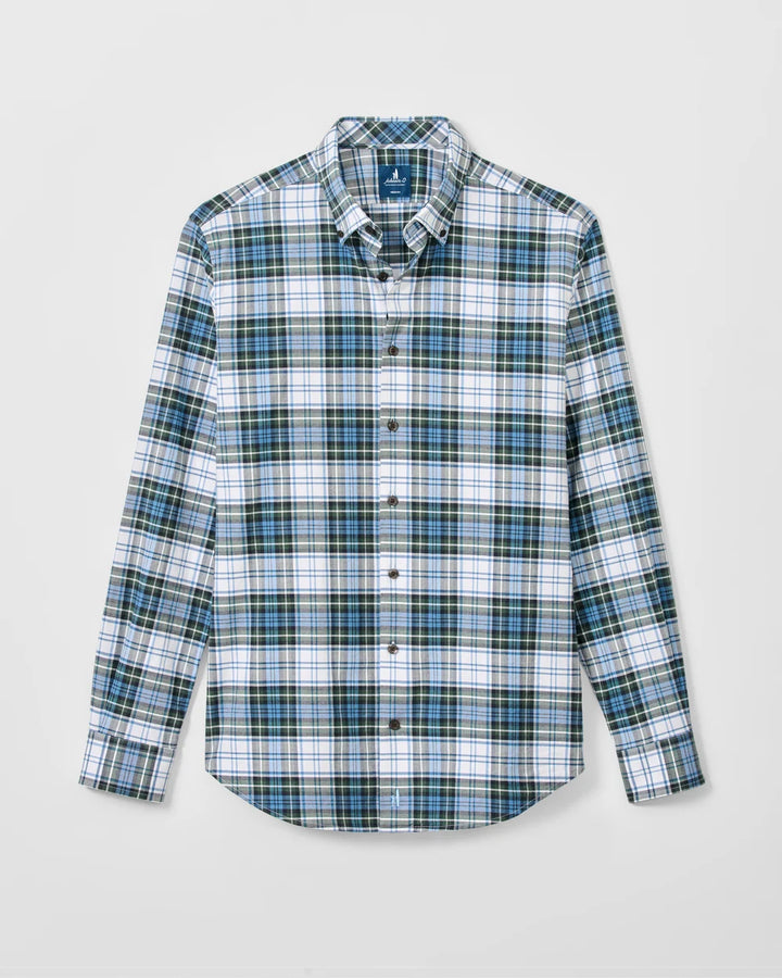 Johnnie-O Performance Flannel Button Down Shirt - Chimney Rock Tartan: Sailor