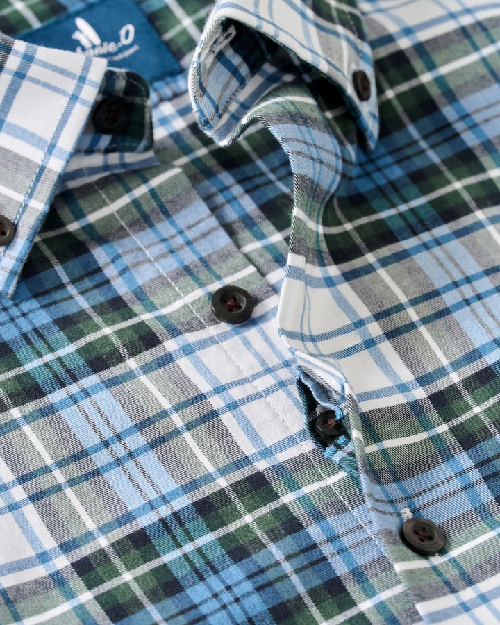 Johnnie-O Performance Flannel Button Down Shirt - Chimney Rock Tartan: Sailor