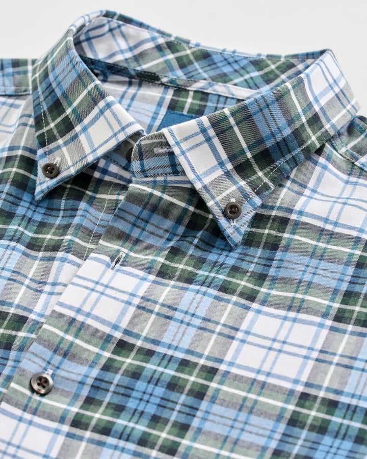 Johnnie-O Performance Flannel Button Down Shirt - Chimney Rock Tartan: Sailor