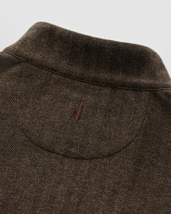 Johnnie-O Cotton Blend Herringbone Henley: Coffee
