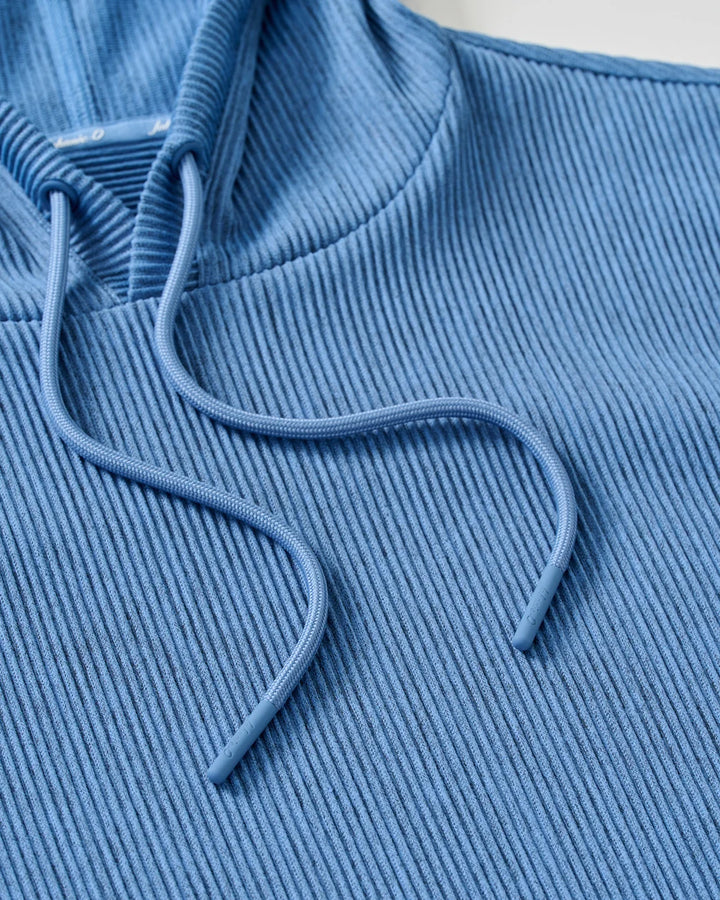 Johnnie-O Hoppin Ribbed Knit Performance Hoodie: Heather: Sailor
