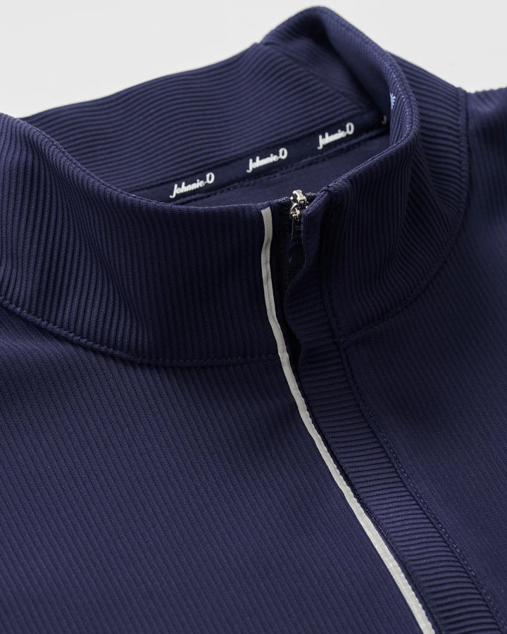 Johnnie-O Hoppin Ribbed Knit Performance 1/4-Zip Pullover: Navy