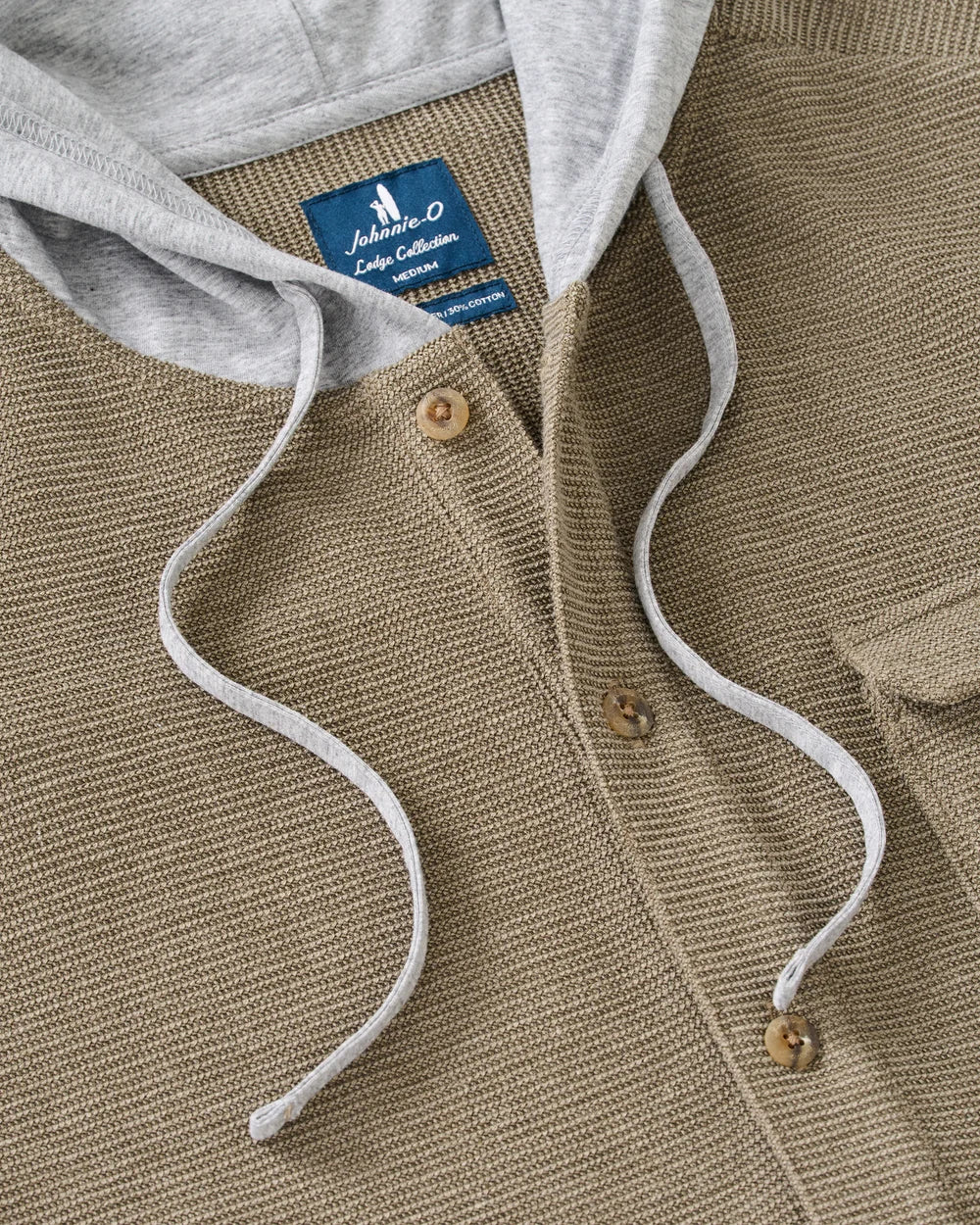 Johnnie-O Jersey Hooded Shacket: Tan
