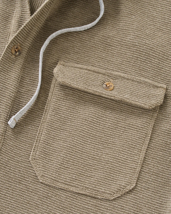 Johnnie-O Jersey Hooded Shacket: Tan