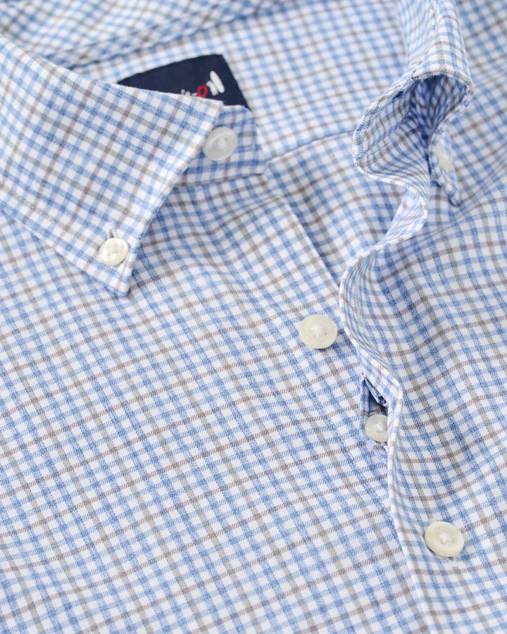 Johnnie-O Everyday Performance Button Up Shirt - Koby Mini Pane: Navy