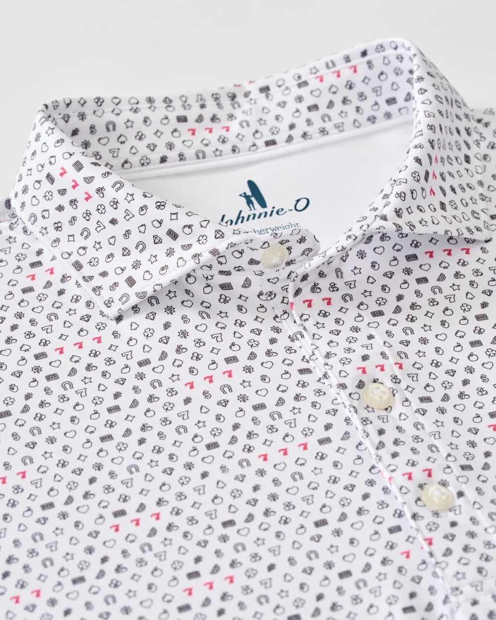Johnnie-O Performance Featherweight Polo: Lucky 7's: White