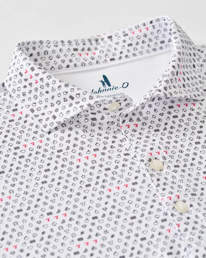 Johnnie-O Performance Featherweight Polo: Lucky 7's: White