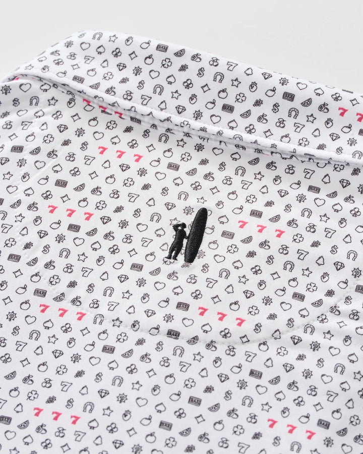 Johnnie-O Performance Featherweight Polo: Lucky 7's: White