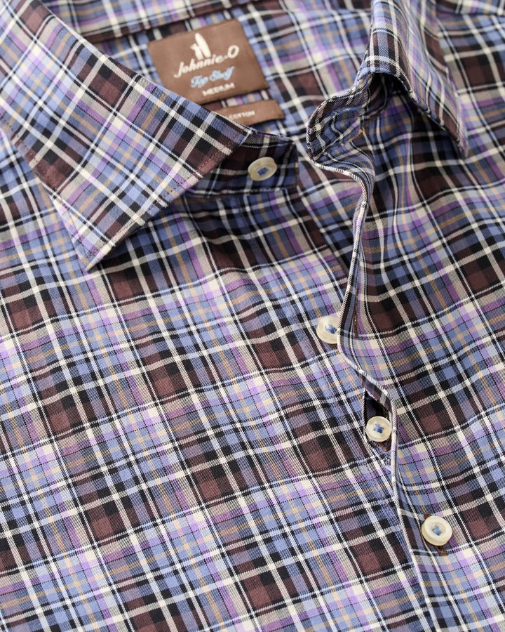 Johnnie-O Top Shelf Cotton Button Down Shirt - Merced Multi Check: Bluestone