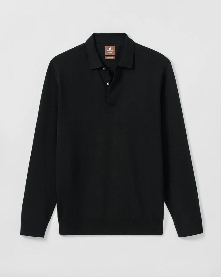 Johnnie-O Merino Blend Polo: Black