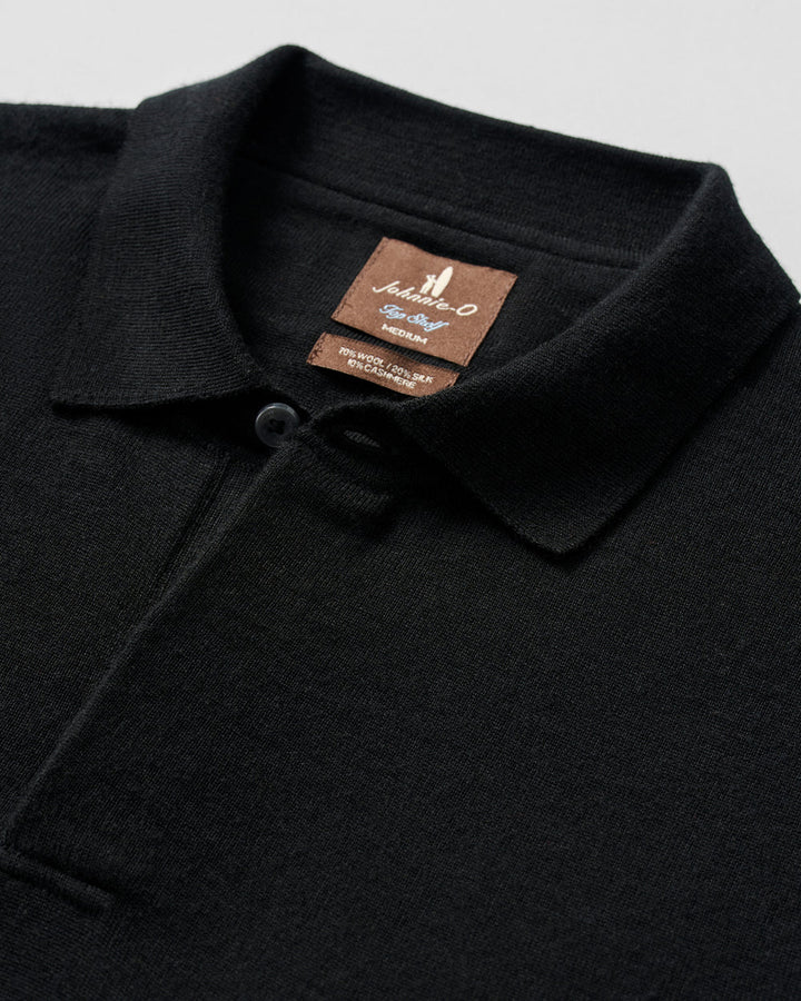 Johnnie-O Merino Blend Polo: Black