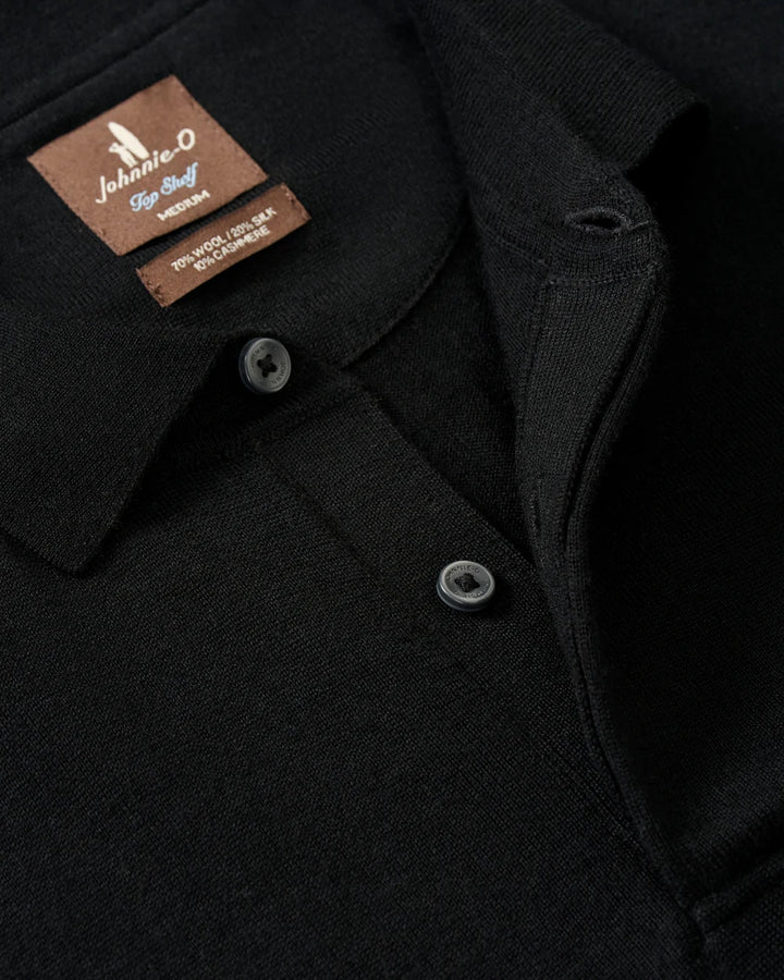 Johnnie-O Merino Blend Polo: Black