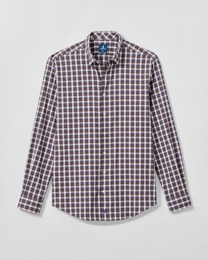 Johnnie-O Natural Performance Button Down Shirt: Oak Bluffs Plaid:Lake