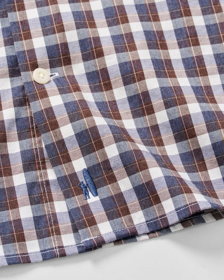 Johnnie-O Natural Performance Button Down Shirt: Oak Bluffs Plaid:Lake