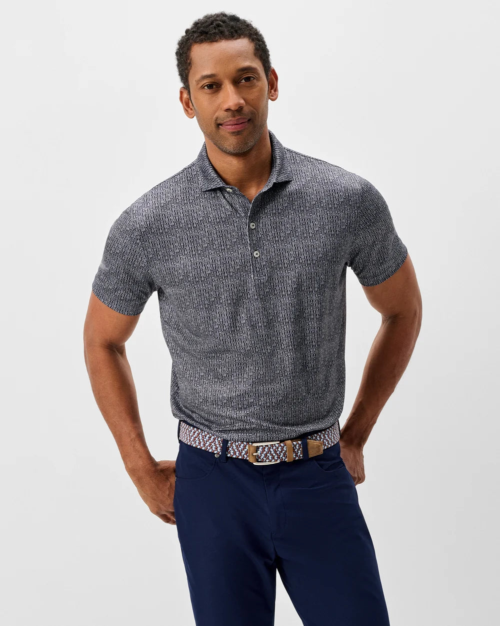 Johnnie-O Performance Jersey Polo - Bars Open: Black