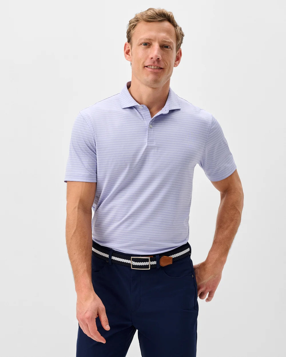 Johnnie-O Performance Jersey Polo: Beau Stripe: Viola