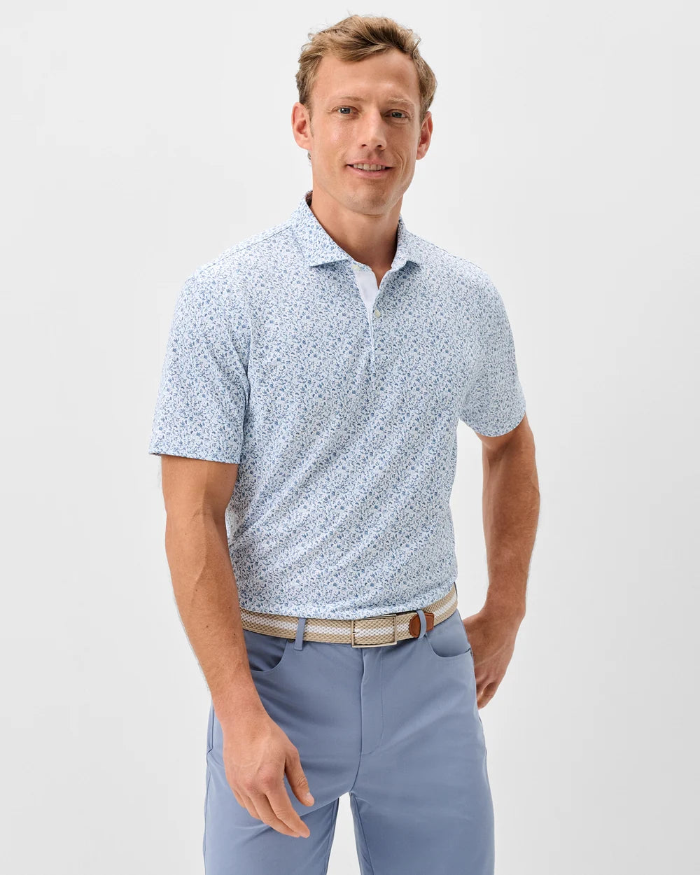 Johnnie-O Performance Mesh Polo: Bloom Neat