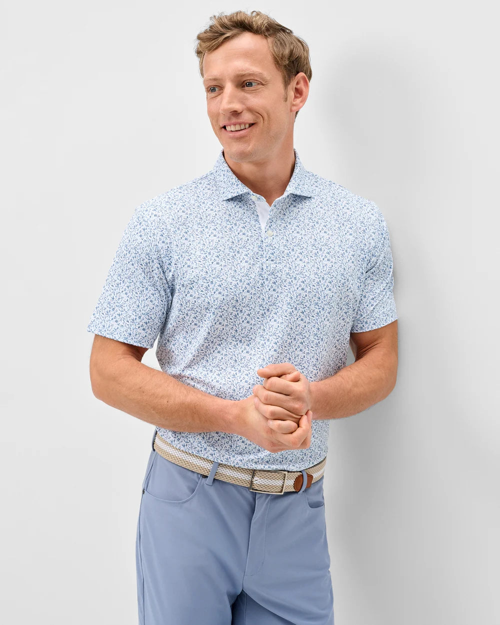 Johnnie-O Performance Mesh Polo: Bloom Neat